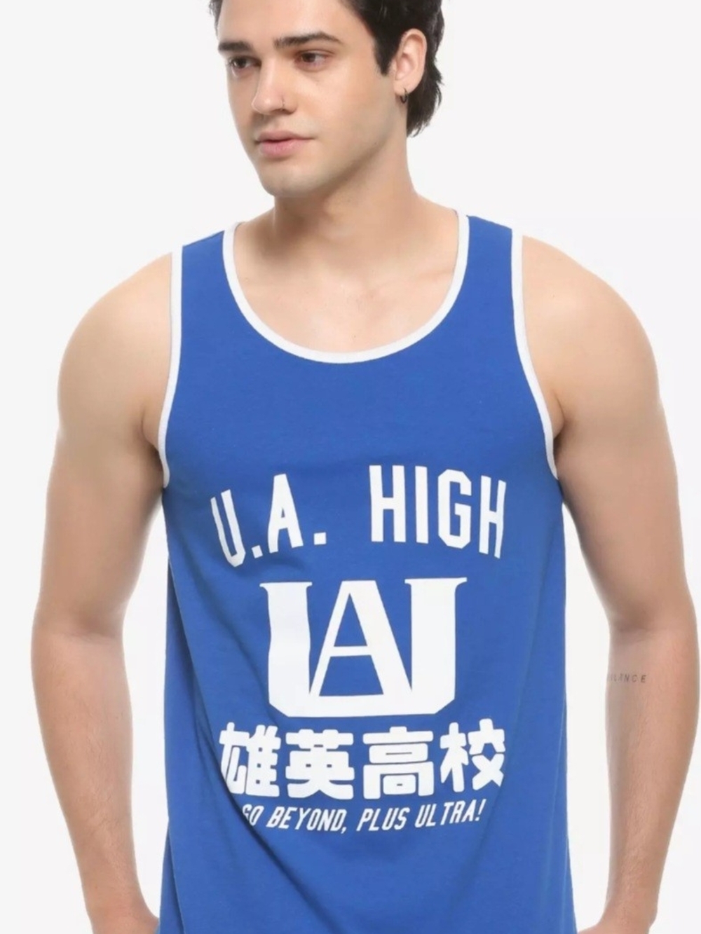Hot Topic Blue and White Graphic Tank Top
